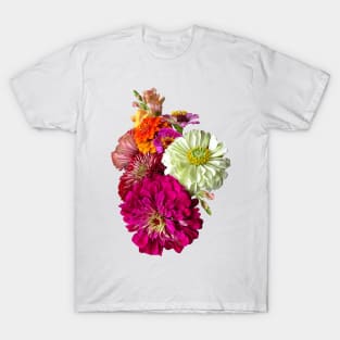 Zinnia Bouquet Mixed Colors T-Shirt